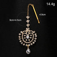 Bridal Water Drop Forehead Chain Tiara Indian Hair Accessories 2024 Luxury Tassel Rhinestone Headpiece Chain for Women Gift
