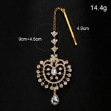 Bridal Water Drop Forehead Chain Tiara Indian Hair Accessories 2024 Luxury Tassel Rhinestone Headpiece Chain for Women Gift