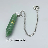 Natural Gem Stone Pendant Crystal Pendulum for Divination Answer Reiki OM Charms Fluorite Amethysts Clear Quartz Pendulos x228