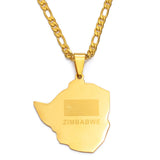 Anniyo Map of Zimbabwe Pendant Necklaces Jewellery for Women Men Gold Color Zimbabweans Maps Necklace African #043721