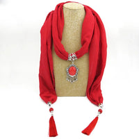 Ahmed Autumn and Winter Fashion Rhinestone Leopard Head Pendant Leopard Scarf Necklace For Women New Neckerchief Scarves Jewelry