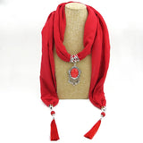 Ahmed Autumn and Winter Fashion Rhinestone Leopard Head Pendant Leopard Scarf Necklace For Women New Neckerchief Scarves Jewelry