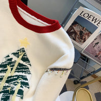 Christma Tree Knit Sweater Pullover Women Fashion Loose Casual Ladies Tops 2023 Winter Long Sleeve O-neck Knitwear Jumpers