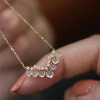 Natural Jade Chalcedony White Bead Small V-shaped necklaces Pendant Fashion Light Luxury clavicle chain Banquet jewelry