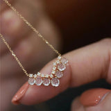 Natural Jade Chalcedony White Bead Small V-shaped necklaces Pendant Fashion Light Luxury clavicle chain Banquet jewelry