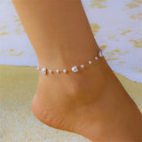 Lucky Heart Evil Eye Chain Anklet Bracelet for Women Men Fashion Star Simulated Pearl Wrap Jewelry Foot Wrist Summer Friend Gift