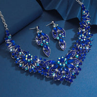 3PC Women's Wedding Season Fashion Luxury Flower Necklace Earrings Jewelry Set Suitable for Wedding Parties and Festival Gifts