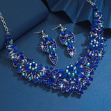 3PC Women's Wedding Season Fashion Luxury Flower Necklace Earrings Jewelry Set Suitable for Wedding Parties and Festival Gifts