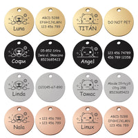 Personalized Pet Cat Dog Name Collar Accessories Circle Custom Engraved ID Tag Necklace Chain Charm Supplies For Dog Product