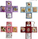 Handcrafted Pocket Devotional - Faith Edition Cross-Shaped Fabric Pouch Sewing Pocket Devotional with Cross Saint Images Prayers