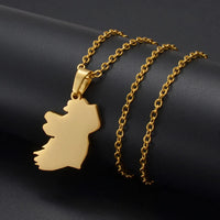 Anniyo Ireland Map Pendant Necklaces Stainless Steel Éirinn Jewelry #350901