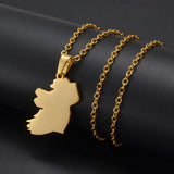 Anniyo Ireland Map Pendant Necklaces Stainless Steel Éirinn Jewelry #350901