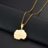 Anniyo North Macedonia Map With Cities Name Pendant Necklaces Stainless Steel Macedonians Jewelry #504362