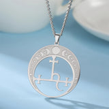 EUEAVAN Lilith Demon Seal Necklace Stainless Steel Vintage Satan Solomon Symbol Pendant Choker Amulet Jewelry Gift Wholesale