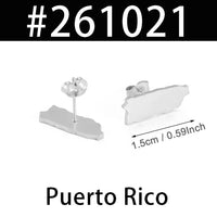 Anniyo Puerto Rico Mexico Dominican Guatemala Map Stud Earrings Jewelry Stainless Steel Ethnic Ornament  #261021