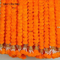 Long Strands Artificial Marigold Garland Pooja Diwali Fiesta Indian Décor Pooja Marigold Flowers Pooja Wedding Events Decor