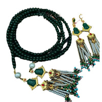New Chinese tassel pearl earrings medieval national wind totem court necklace set