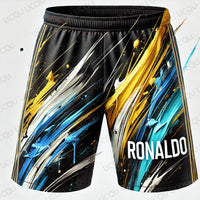 AI Design Printed Ronaldo Graffiti Oversized Football Shorts - Sweat-Wicking, Quick-Drying for Daily Training Beach shorts
