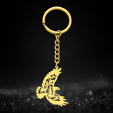 Dawapara Vintage Eagle Crow Raven Pendant Keychain Viking Animal Bird Protection Amulet Stainless Steel Keyring Jewelry