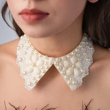Pearl Beaded Lace Trim Collar Ribbons Women Necklace Wedding Jewelry for Clothes Dress  Beads Crystal Collar Wedding Jewelry