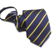 Zipper Ties For Men Women Striped Mens Tie For Business Wedding Skinny Neck Tie Casual Slim Blue deep Light navy blue Necktie