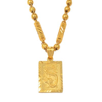 Anniyo Men's Dragon Pendant and Ball Bamboo Necklaces Gold Plated Jewelry for Father Husband's   #006809P