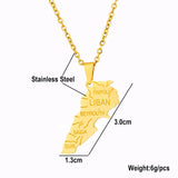 2024 New fashion stainless steel Lebanon map necklace for women and men couples ethnic style accessory collarbone chain annivers