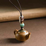 Statue Mini Little Teapot Keychain Waterproof Openable Carved Teapot Pendant Beads Ornament Green Sandalwood Phone Chain Friends