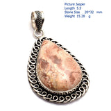Genuine Agate Labradorite Jasper Agate Sodalite Blue Topaz Amethyst Turquoise  Pendant  Sillver  Overlay over Copper