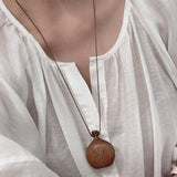 Minar Cute Lovely Brown Black Color Wood Flagon Long Pendant Necklaces Adjustable Rope Chain Chokers for Women Birthday Gift
