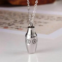 Vintage Stainless Steel Essential Oil Bottle Pendants Urn Wishing Bottle Necklace Religious Amulet Couple Party Jewelry