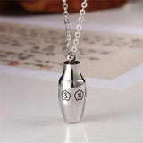 Vintage Stainless Steel Essential Oil Bottle Pendants Urn Wishing Bottle Necklace Religious Amulet Couple Party Jewelry