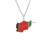 2024 New fashion stainless steel Afghanistan map necklace for men and women geometric titanium steel pendant ethnic style collar