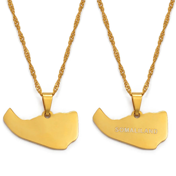 Anniyo Somaliland Map Pendant Necklaces Gold Color Jewelry #022621