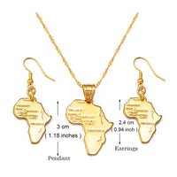 Anniyo Africa Map Jewelry Sets Pendant Necklaces Earrings For Women Egypt Ethiopian Nigeria Sudan Congo  #002306S