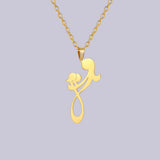 2024 New fashion Mom and Two Kids pendant necklace temperament everything with stainless steel collarbone chain accessories acce
