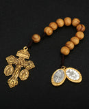 Catholic St Benedict Medal Lady Milagrosa Crucifix Cross One Decade Wooden Beads Pocket Rosary Prayer Rosaries Handmade Gift