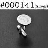 Anniyo (2 Pieces) Cufflinks for Men Women Gold Color/Silver Color Stainless Steel Cuffs Jewelry Africa Map Design #000141