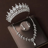 4 Pcs/Set Baroque Rhinestone Bridal Jewelry Set for Brides Wedding Headpieces Ladies Event Evening Ball Accessories