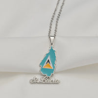 Anniyo Saint Lucia Map Flag Pendant Necklace for Women Girl Jewelry St. Lucia Chains Jewellery @126521