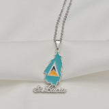 Anniyo Saint Lucia Map Flag Pendant Necklace for Women Girl Jewelry St. Lucia Chains Jewellery @126521
