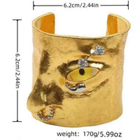 Metal Exaggerated Open Bangle Five Senses Europe American Style Alloy Plated Eyes Bracelets Unique Wide Geometric Cuff Bangles