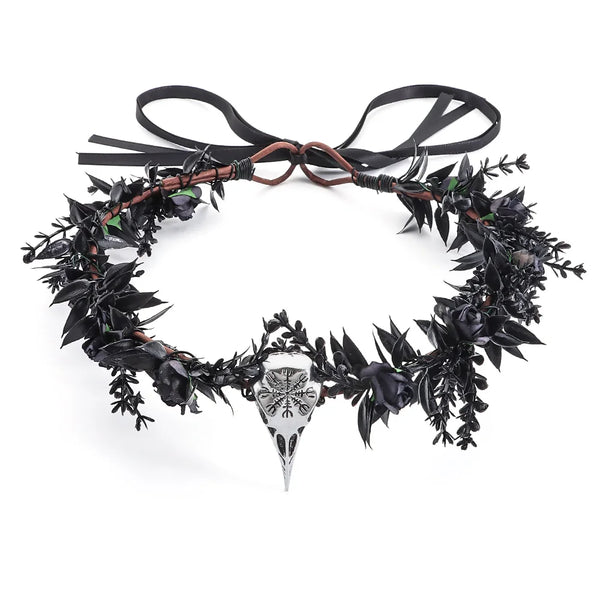 Gift Costume Cosplay Fairy Flower Leaf Headbands Photoshoot Simulated Elven Princess Tiara Black Flower Antler Crown Wedding