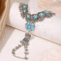 Middle Easten Popular Flower Bracelets Alloy With Turquoise Ring One-piece Bracelets Bohemian Style Handmade Jewelry