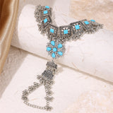 Middle Easten Popular Flower Bracelets Alloy With Turquoise Ring One-piece Bracelets Bohemian Style Handmade Jewelry