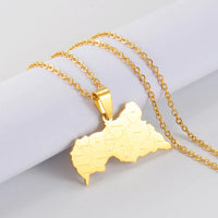 Anniyo Central African Map Pendant Necklaces for Women Men Stainless Steel African Centrafricaine Jewelry #298621
