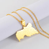 Anniyo Central African Map Pendant Necklaces for Women Men Stainless Steel African Centrafricaine Jewelry #298621