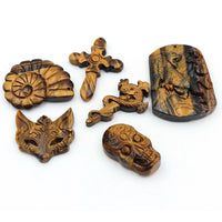 Natural Stone Tiger Eye Carving Pendant Charms For Jewelry Making Accessories DIY Cross Necklace Jewelry Pendants Findings Gift