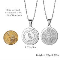 No Fade Color Serenity Lords Prayer Pendant Necklaces for Women Men Good Luck God Bless You Daily Wear Stainless Steel Jewelry