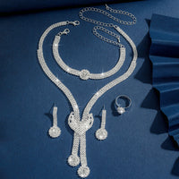 Ladies' French style sparkling rhinestone jewelry set suitable for weddings, gatherings, and holiday gifts
